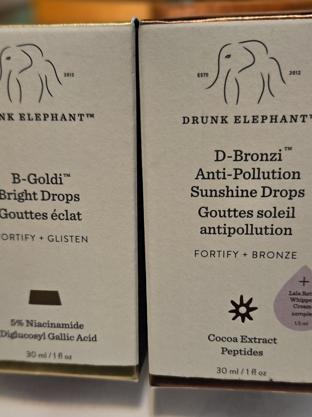 Drunk Elephant Drops Duo Set - D-Bronzi (1oz) & B-Goldi (1oz) New In BOX